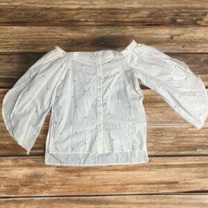 Lucky Brand White Off-Shoulder Blouse